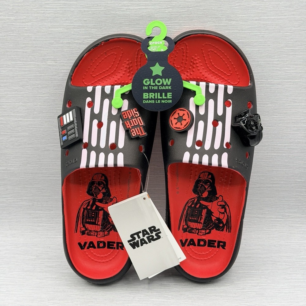 Crocs Star Wars Men's 8 Classic Slide V2 Darth Vader Glow in Dark Women's 10